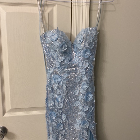 ‼️SOLD ‼️Jovani 06109 Light Blue Sweetheart Neck Floral Prom Dress - Picture 8 of 9